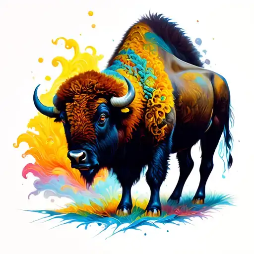 kaleidoscope with a bison tattoo design idea