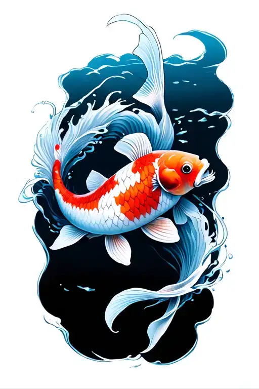 koi fish swimming tattoo design idea