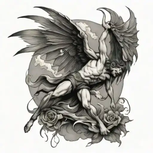 lucifer falling from the sky tattoo design idea