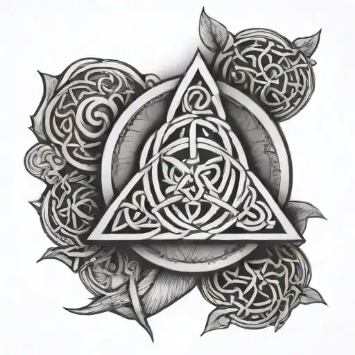 A triquetra with Celtic runes around it tattoo design idea