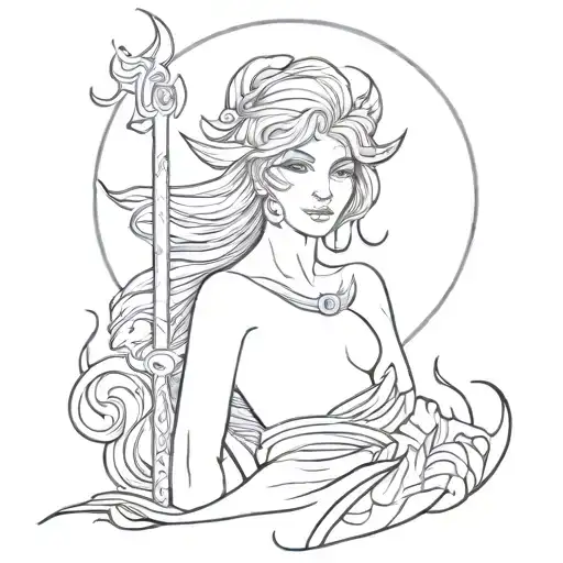 design a simple tattoo for a woman with the subject ade god of the underworld tattoo design idea
