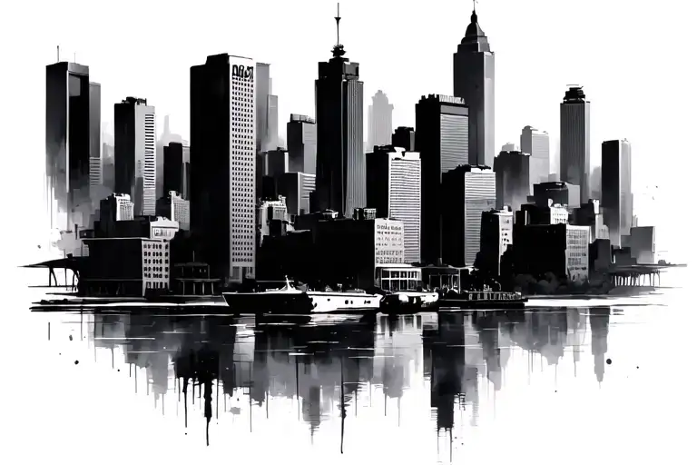 Baltimore city skyline key tattoo design idea