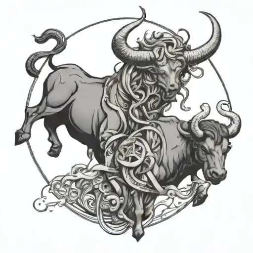Taurus astrology entangled fighting other constellations  tattoo design idea
