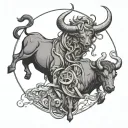 Taurus astrology entangled fighting other constellations  tattoo design idea