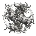 Taurus astrology entangled fighting other constellations  tattoo design idea