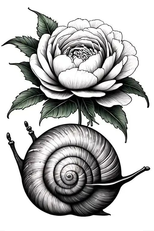 snail, peony, Aztec tattoo design idea