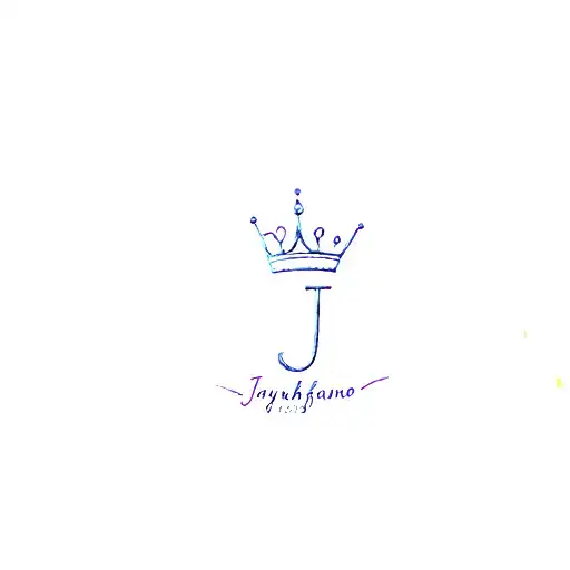 Jayhfano with a small crown on the J and date 24-07-2024 under it tattoo design idea