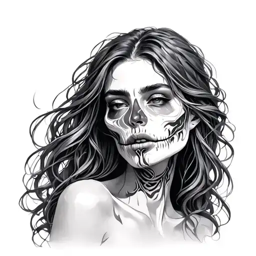 Fragile female Pain Landcaman tattoo design idea