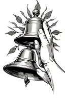 a hand ringing a handbell tattoo design idea