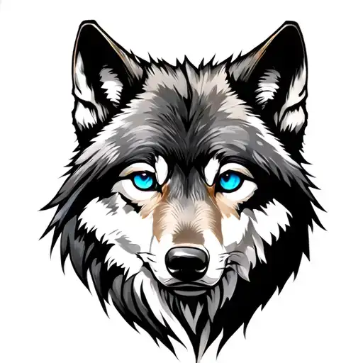Wolf with Blue Eyes tattoo design idea