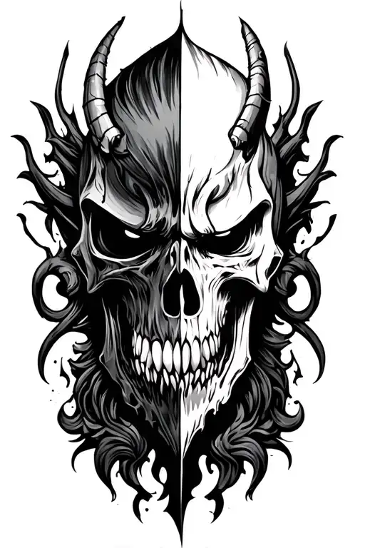 good vs evil tattoo design idea