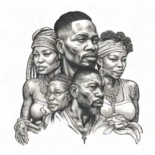 Haitian culture and family members tattoo design idea