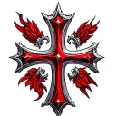 red and silver crusader cross tattoo design idea