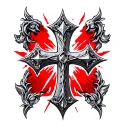 red and silver crusader cross tattoo design idea