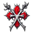 red and silver crusader cross tattoo design idea