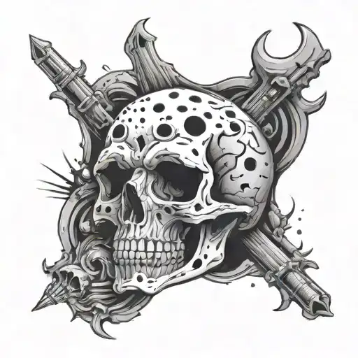 skull with bullet holes  tattoo design idea
