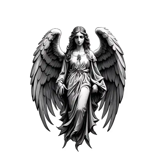seraphim angel symmetrical tattoo design idea