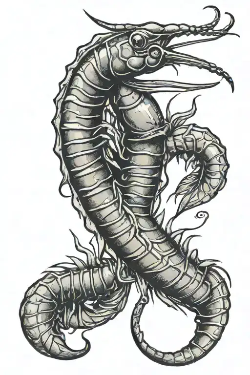 shrimp wearing a rash guard tattoo design idea