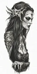 demonic vampire witch alter tattoo design idea