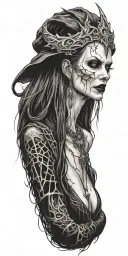 demonic vampire witch alter tattoo design idea