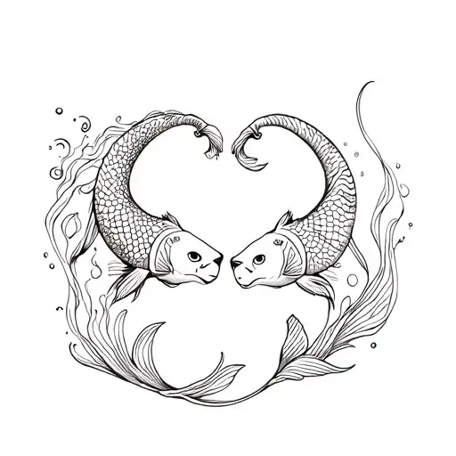lion and koi fish in synchronicity tattoo design idea