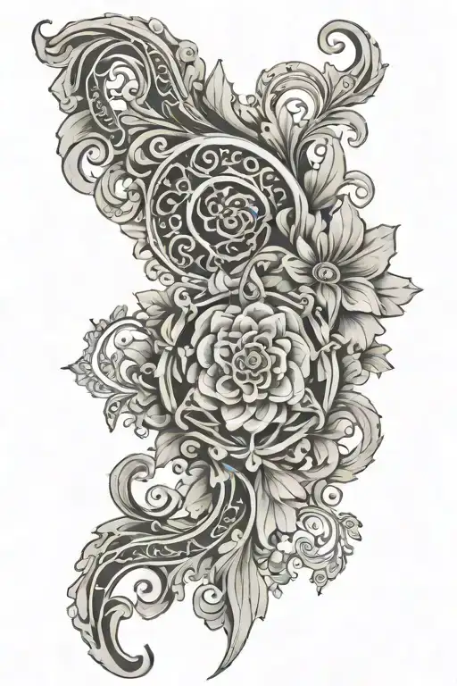 filigree sleeve tattoo design idea