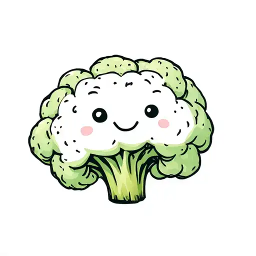 totally green broccoli with kind and happy face that demonstrates its peacefulness  tattoo design idea