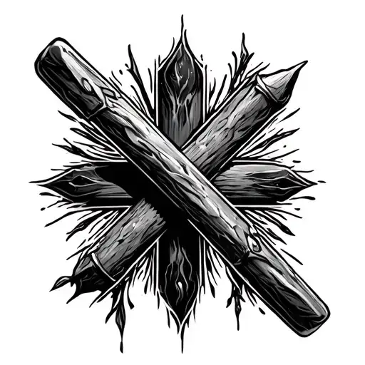 UNDEFEATED, STRENGHT, CROSS OF NAILS, DIRECTION tattoo design idea