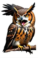 owl overlooking hawk and wolf howling tattoo design idea
