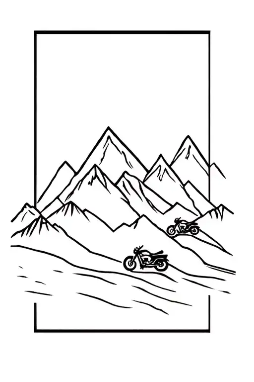 mountains and motorbikes hidden within tattoo design idea