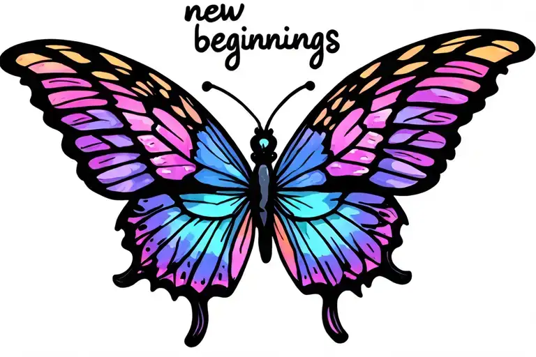 "new beginnings" music butterfly wings tattoo design idea