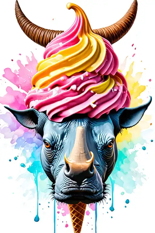 rhino ice cone ice cream instead of horn  tattoo design idea