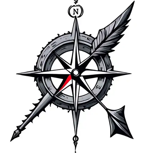 arrow and compass tattoo design idea