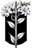trident, lily of the valley, organic carrot, hydrangea tattoo design idea