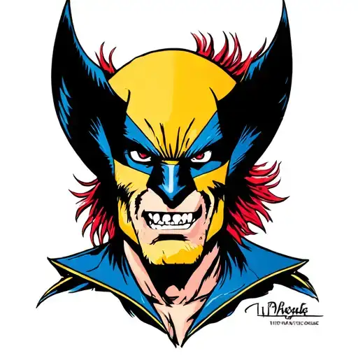 anthropomorphic punk wolverine tattoo design idea