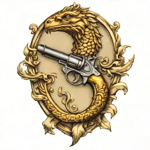 gadsden flag flintlock hessian dragoon pistol tattoo design idea