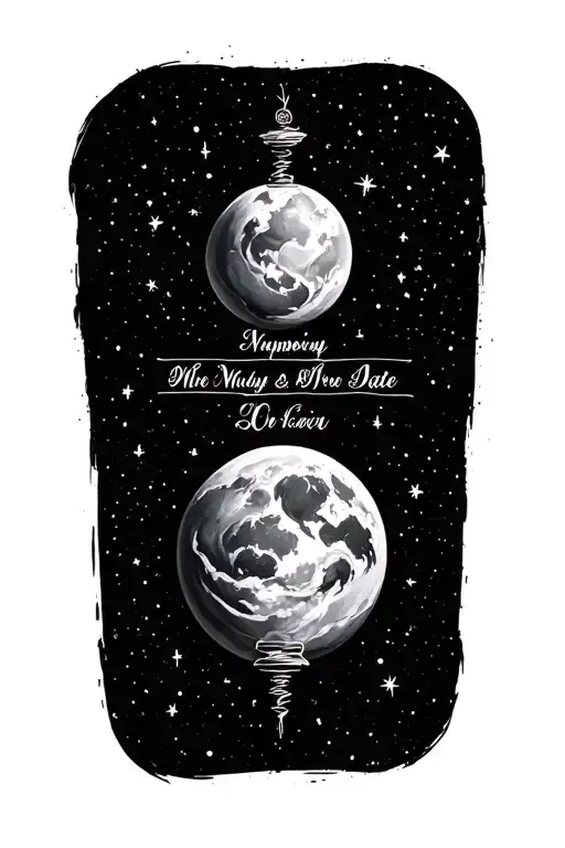 A tattoo with space for 2 names and 2 date of births. Calm shaded design tattoo design idea