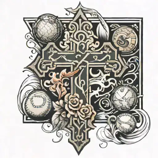 cross,baseball and number code  7355608 tattoo design idea