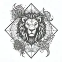 zodiac constellation leo, pisces, aries, and virgo entwined uniquely  tattoo design idea