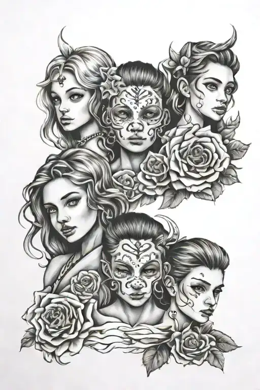 3 Siblings tattoo design idea