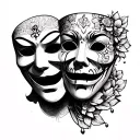 masks happiness and sadness tattoo design idea