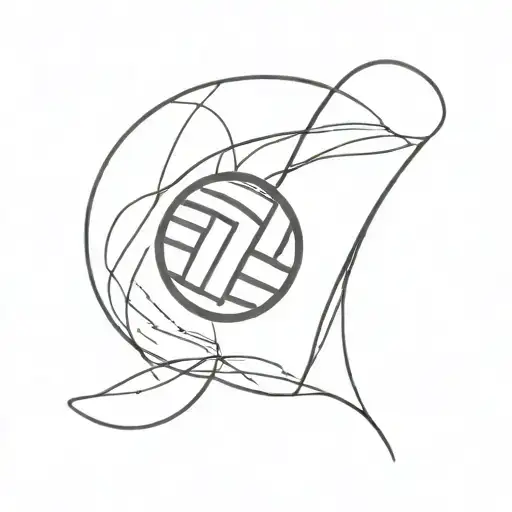 volleyball with hidden letters M T no background black tattoo design idea