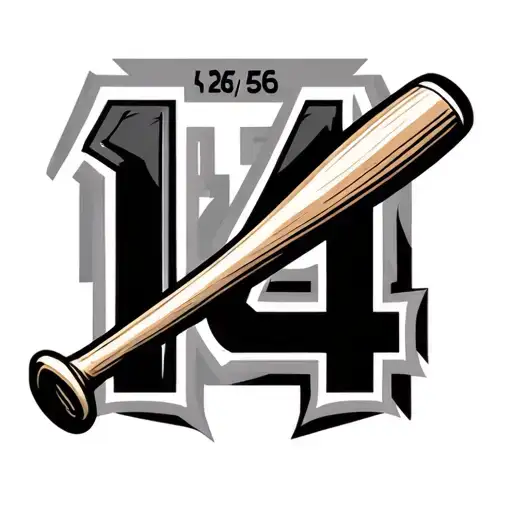 baseball bat with the number 14 and the date 5/26/56 tattoo design idea