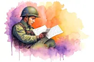 soldier reading a letter tattoo design idea