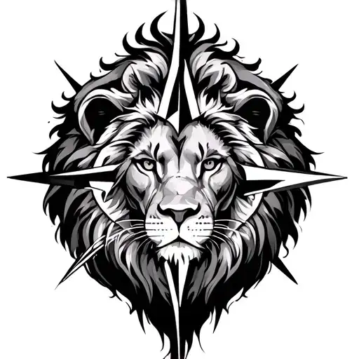 Lion Compass tattoo design idea