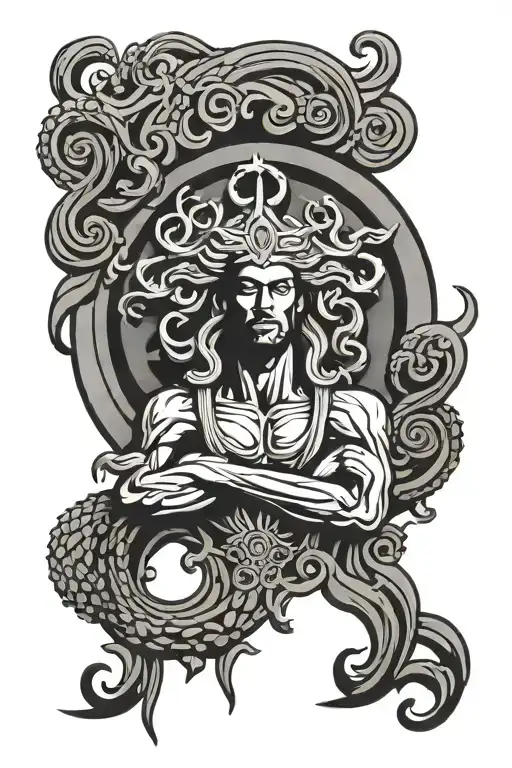 Kobe logo merged together with a Medusa Versace logo tattoo design idea