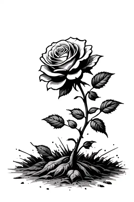 rose growing out of concrete sidewalk tattoo design idea