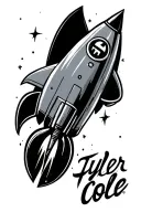 "Tyler Cole" rocket ship flying tattoo design idea