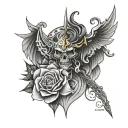 realism black grey tattoo good vs evil tattoo design idea