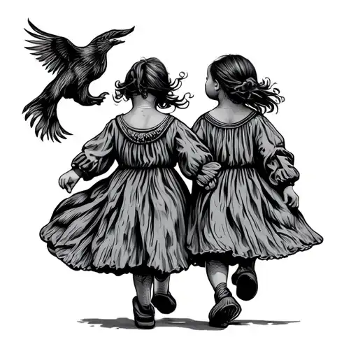 Gemini sign Kentucky two children walking tattoo design idea